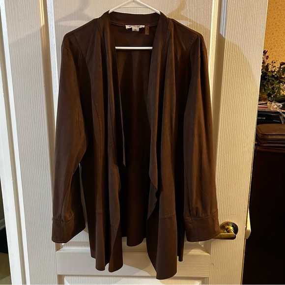 Simply Noelle Sweaters - Simply Noelle Faux Suede Jacket/cardigan Business Women's size XXL Open-front